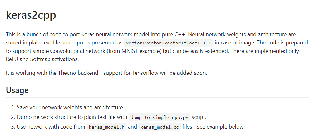 Keras2Cpp